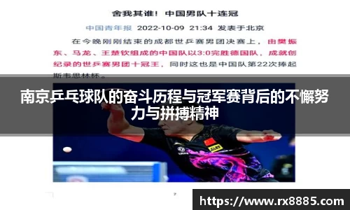 南京乒乓球队的奋斗历程与冠军赛背后的不懈努力与拼搏精神